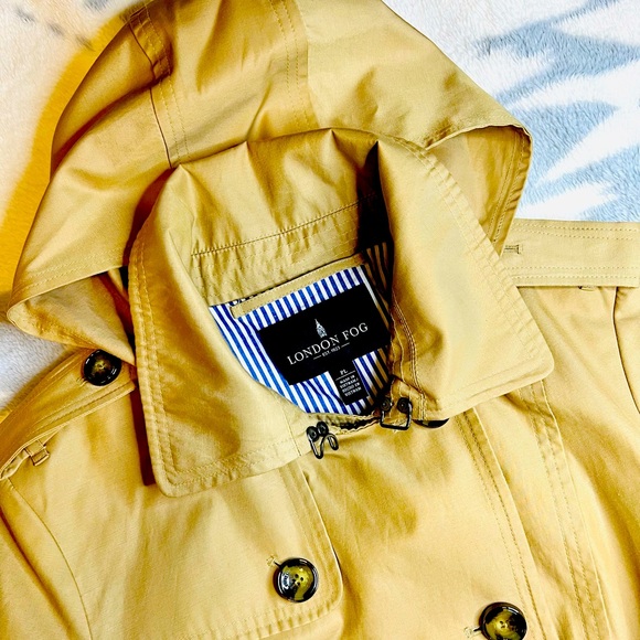 London Fog Hooded Double Breasted Trench Coat - Picture 3 of 4